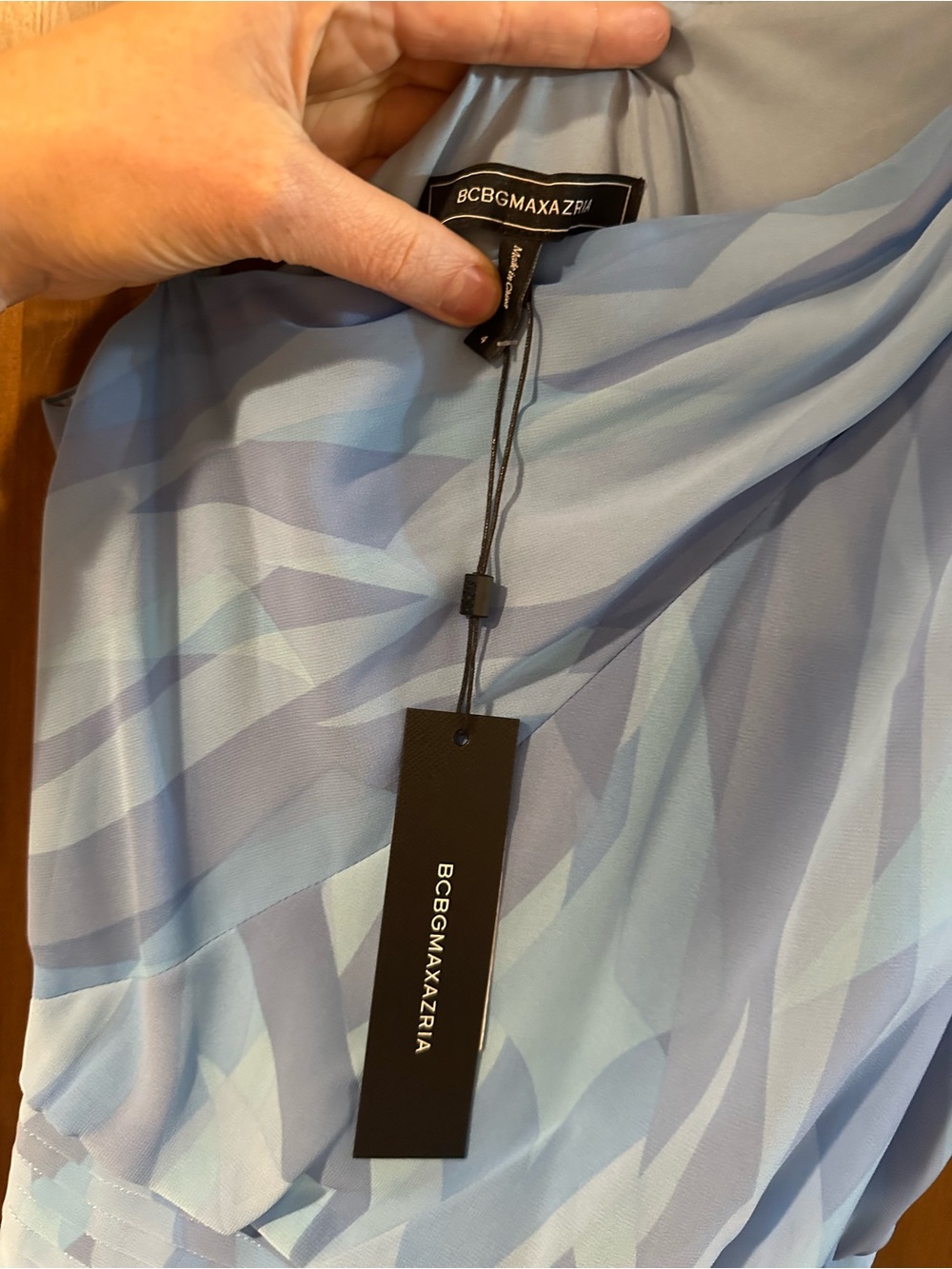 BCBGMaxAzria One-Shoulder Sky Blue Ruffle Gown - Picture 5 of 6